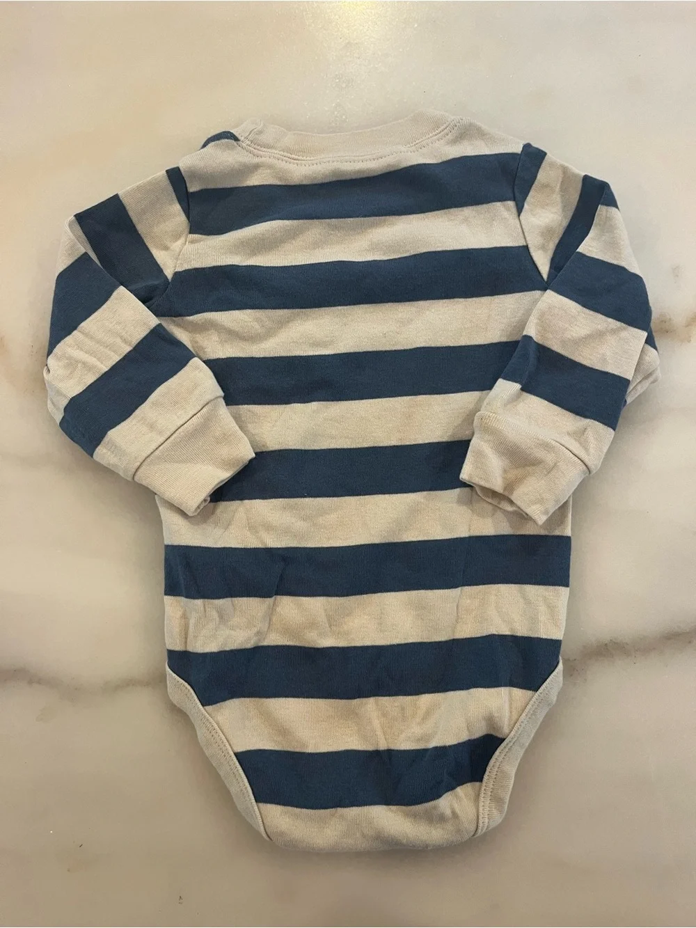 Carter's Navy and Cream Striped Long-Sleeve Baby One-Piece
